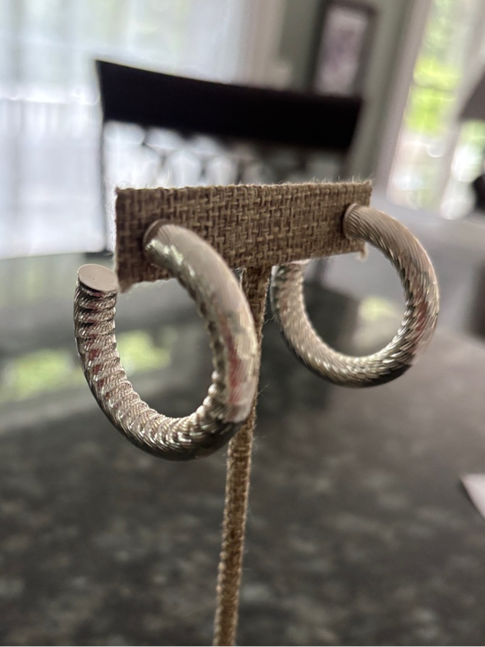Park Lane Silver Textured Hoop Earrings